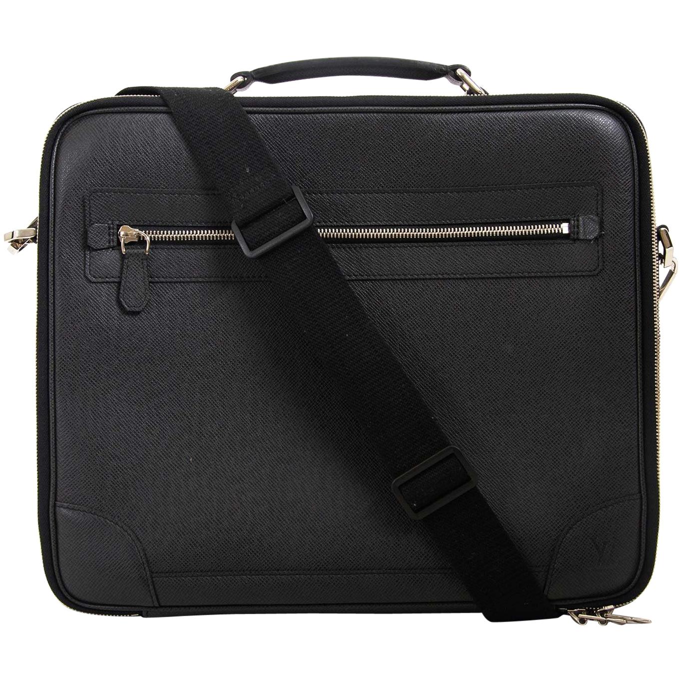 Louis Vuitton Black Taiga Leather Odessa Computer Case Bag