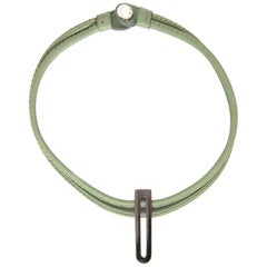 Delvaux Green D Leather Necklace 
