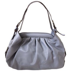 Fendi Grey Blue Leather Doctor Bag 