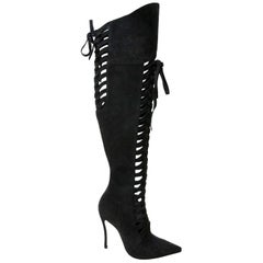 Versace Black Lace Up Boots - size 37