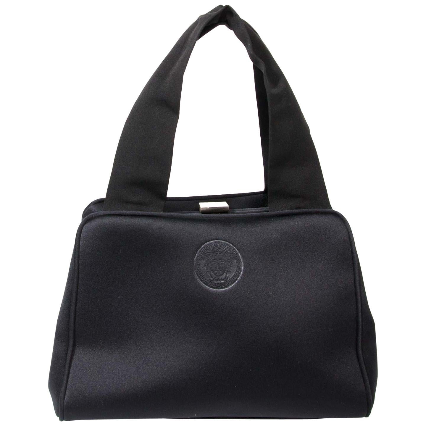 Versace Small Black Satin Bag  For Sale