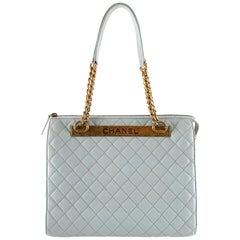 Chanel Light Blue Leather Rue Cambon Shopper -- Limited Edition