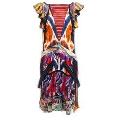 Nicolas Ghesquière for Balenciaga Runway Silk Ikat Print Dress, Fall 2007