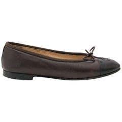 Chanel Black and Brown Ballerina Flats - size 35.5 at 1stDibs