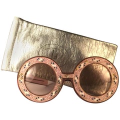 Vintage Ultra Rare Christian Dior Enamel Insert Oversized Sunglasses, 1969 
