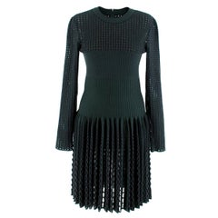 Alaia Dark-Green Eyelet-Knit Dress US 6
