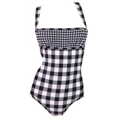 S/S 2007 Yves Saint Laurent Pin-Up Gingham Black & White Cut-Out Swimsuit