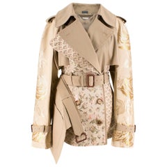 Alexander McQueen Tan Floral Embroidered Short Trench Coat US 6