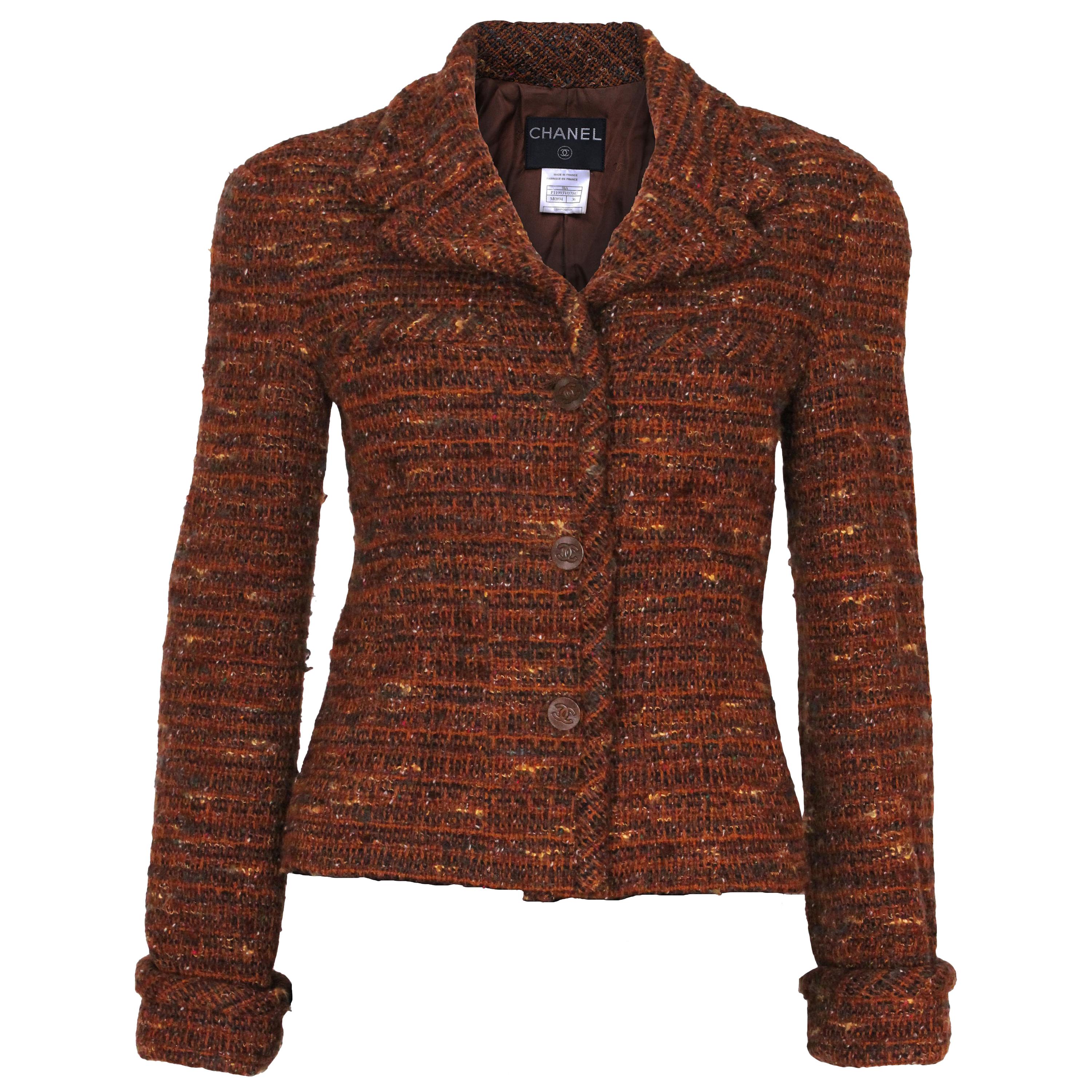 A Vintage 1998 brown tweed Chanel Jacket 