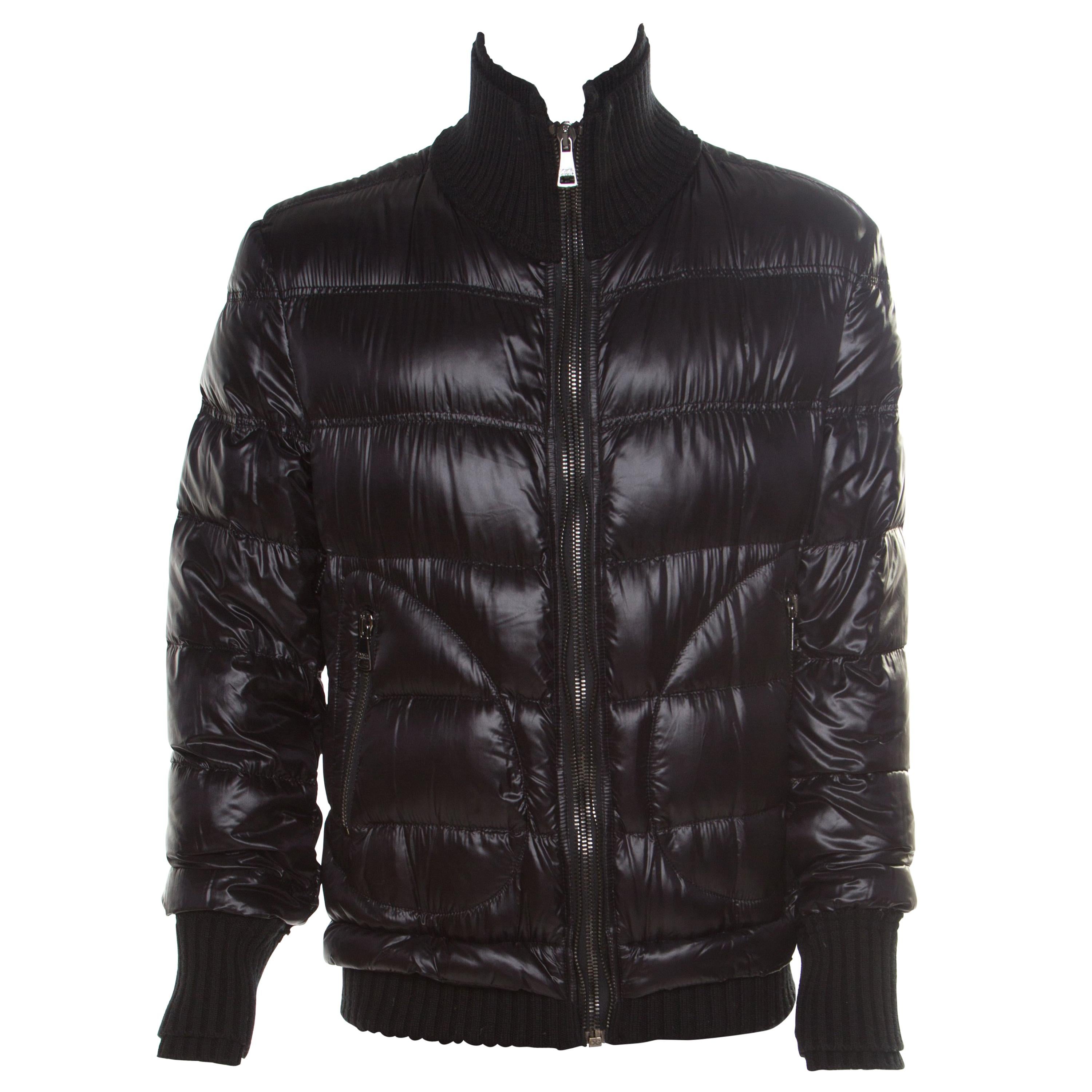 Dolce and Gabbana Black Quilted Bomber Jacket M For Sale at 1stDibs | dolce  and gabbana quilted bomber jacket