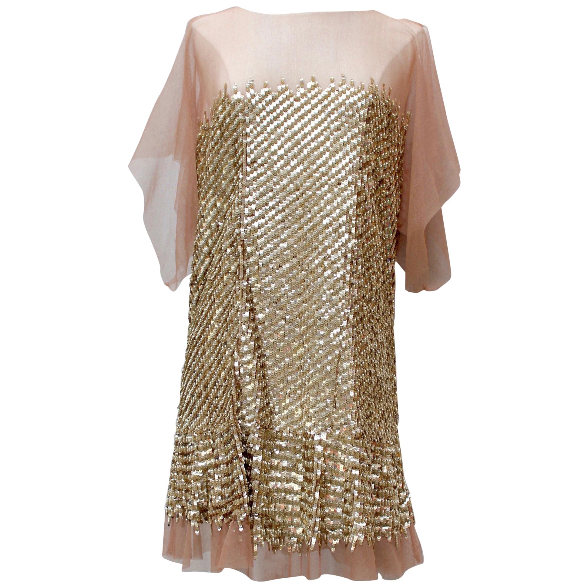 Roberto Cavalli lovely evening dress with golden sequins, 2010’s For Sale