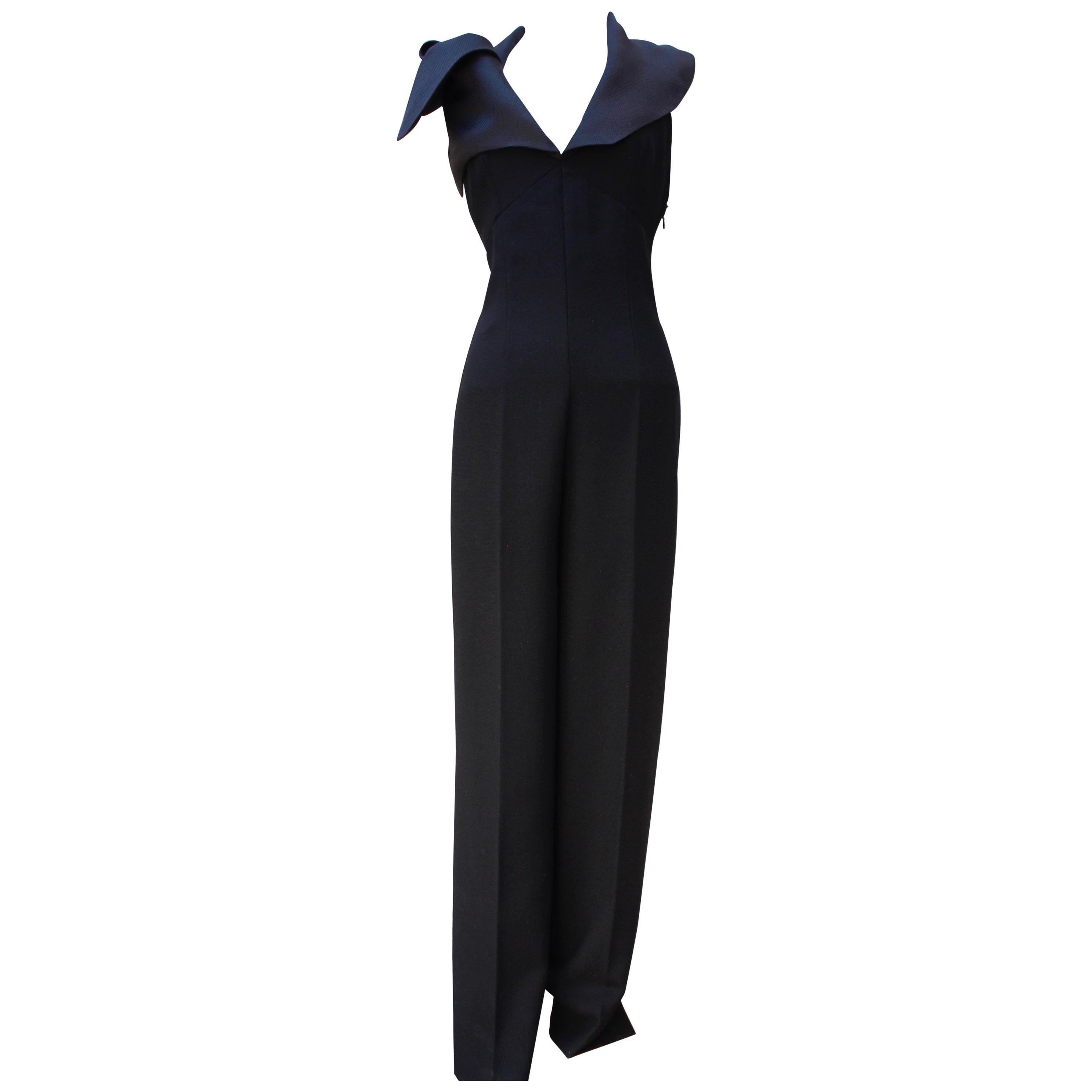 Christian Dior Haute Couture beautiful black silk jumpsuit For Sale
