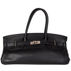 HERMES black Clemence leather and Palladium JPG I SHOULDER BIRKIN Bag ...