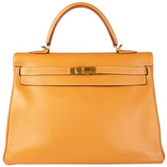 HERMES Naturelle beige Ardennes leather & Gold KELLY II 35 RETOURNER Bag