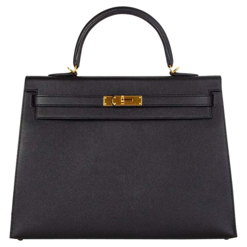 HERMES Black Epsom leather and Gold KELLY II 35 SELLIER Bag at 1stDibs ...