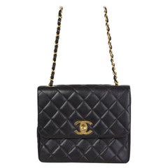 Chanel black quilted Caviar leather LARGE FLAP Shoulder Bag