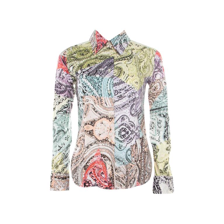 Etro Multicolor Paisley Printed Cotton Long Sleeve Shirt S For Sale at ...