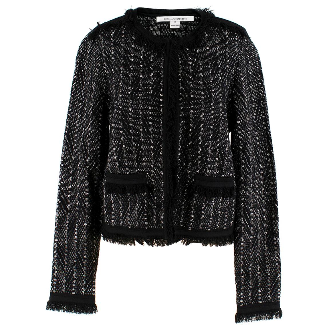 Diane von Furstenberg Sheila Metallic-Tweed Jacket US 8 For Sale at ...