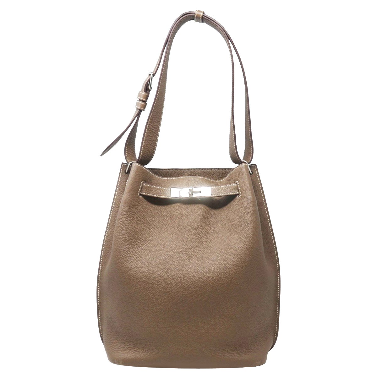 Hermes Kelly 28cm strap handbag in brown calf customized with brown ...