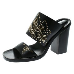 Chloe Black Leather Studded Sandals Size 36