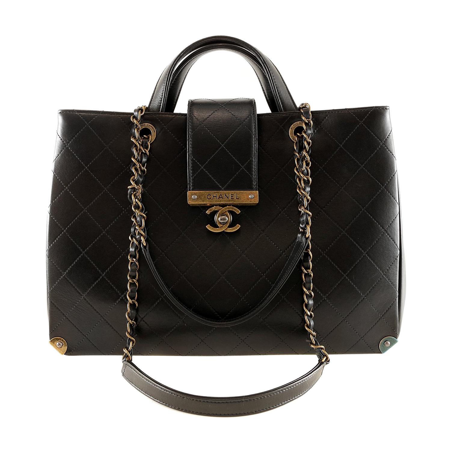 Chanel Black Leather Executive Shopper at 1stDibs