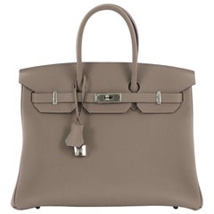 Hermes Birkin Handbag Gris Asphalt Togo with Palladium Hardware 35