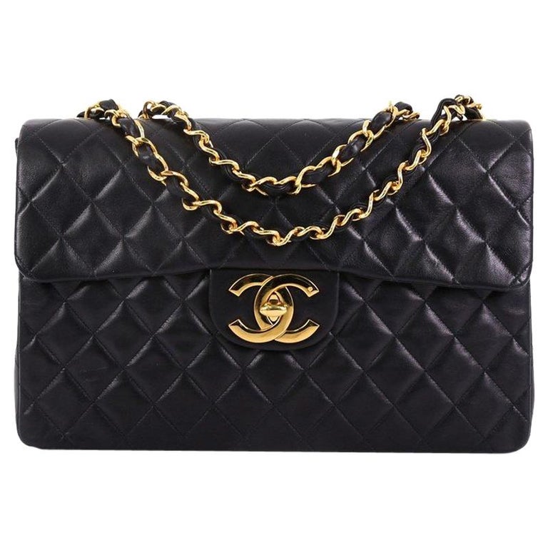 Chanel Vintage Classic Single Flap Bag Quilted Lambskin Maxi at 1stDibs