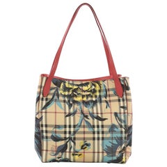 Burberry Canter Tote Printed Haymarket Coated Canvas and Leather Small