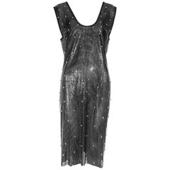 Gianni Versace black studded metal mesh chainmail shift dress, A/W 1983
