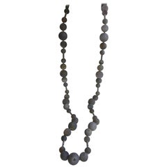 Grey Druzy Quartz 925 Sterling Silver Long Gemstone Necklace