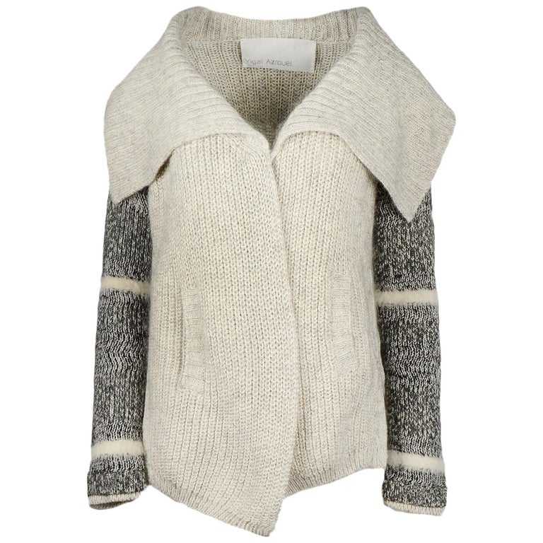 Yigal Azrouel Grey Cotton Blend Knit Open Sweater Sz S For Sale at 1stDibs