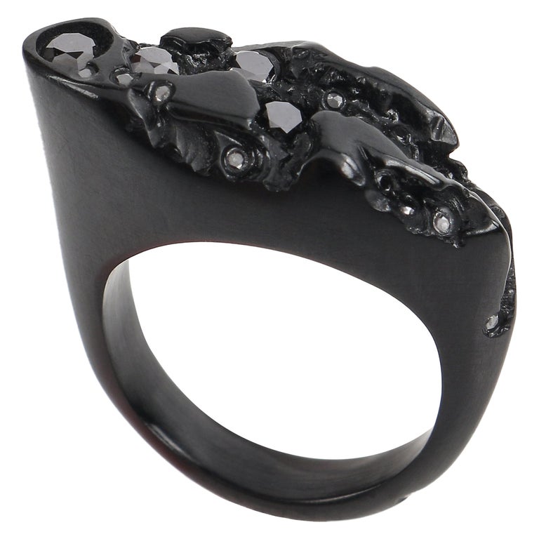 JACQUELINE CULLEN Black Diamond Carved Whitby Jet Statement Ring at 1stDibs  | whitby jet rings, black statement rings, whitby black jet