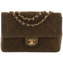 Chanel Vintage CC Chain Flap Bag Quilted Suede Medium