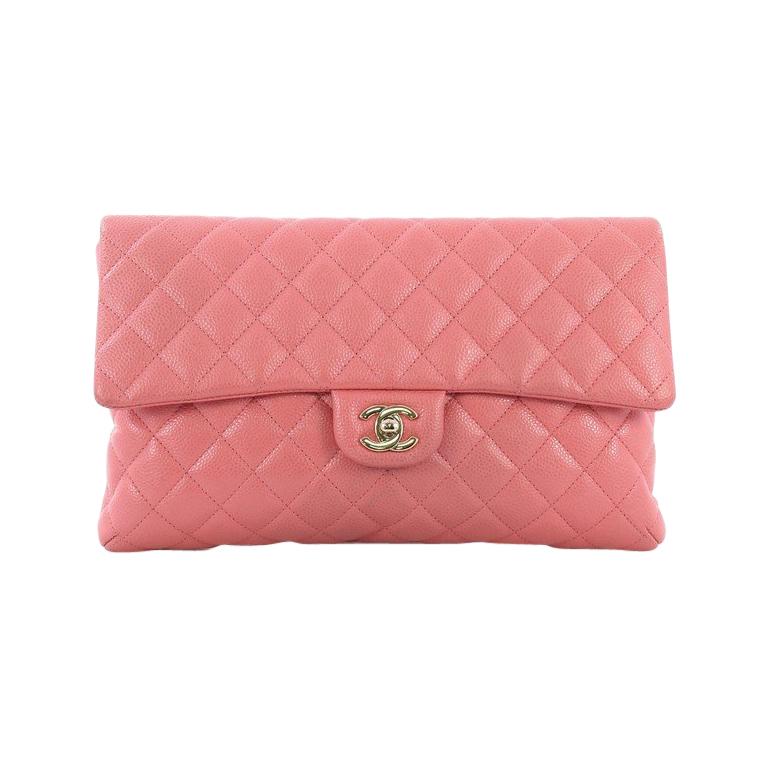 Chanel Classic Flap Clutch Quilted Caviar at 1stdibs