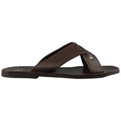 PRADA Size 7 Brown Solid Leather Cross X Strap Sandals