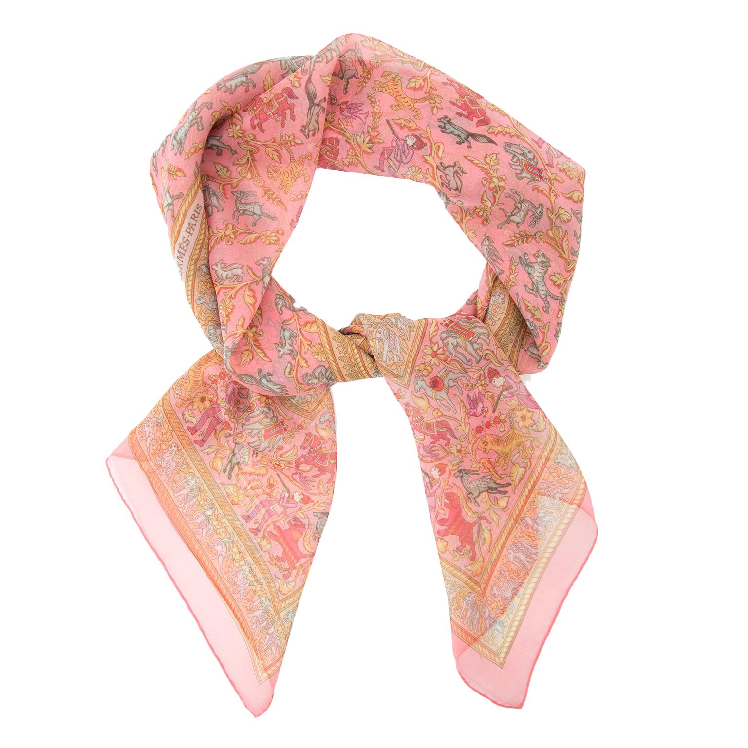 Hermès Mousseline Silk Scarf Chasse en Inde