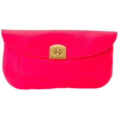 Sergio Rossi Neon Pink Clutch