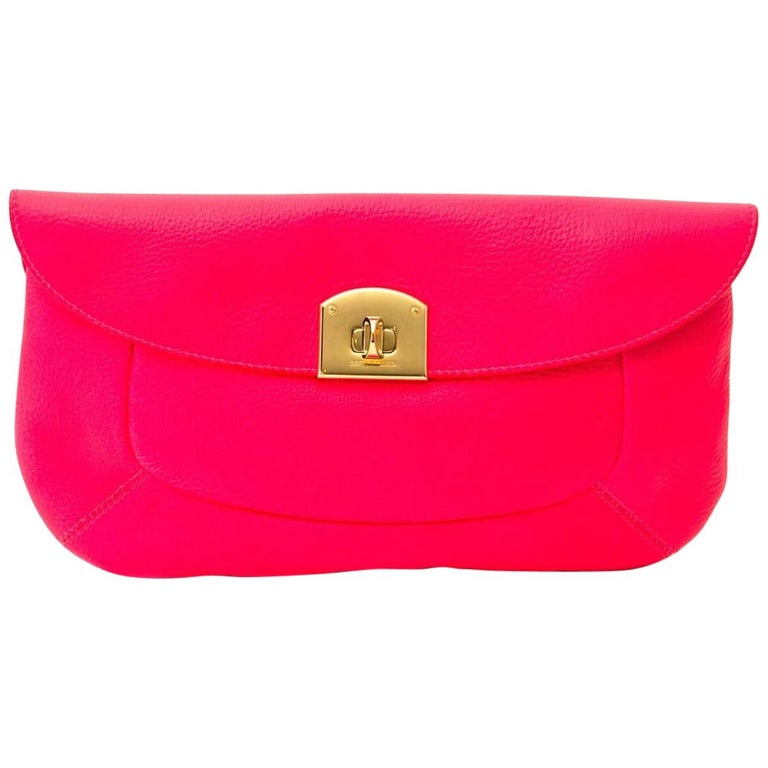 Sergio Rossi Neon Pink Clutch at 1stDibs