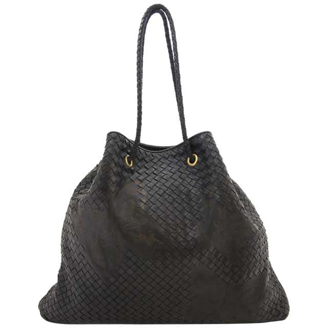 BOTTEGA VENETA oversized brown intrecciato woven leather tote bag at ...