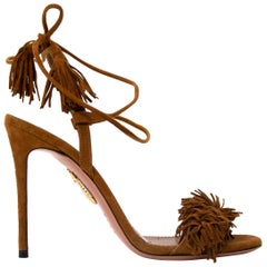 Aquazzura Wild Thing Cognac Suede Heels - Size 36