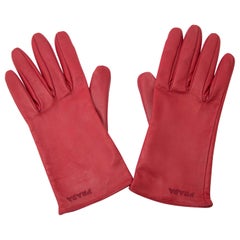 Prada Red Leather Gloves