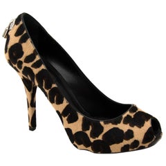 Louis Vuitton 'Oh Really' Leopard Pony Hair Peep-toe Pumps - size 37.5