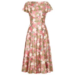 1950s Polished Cotton Floral Dress