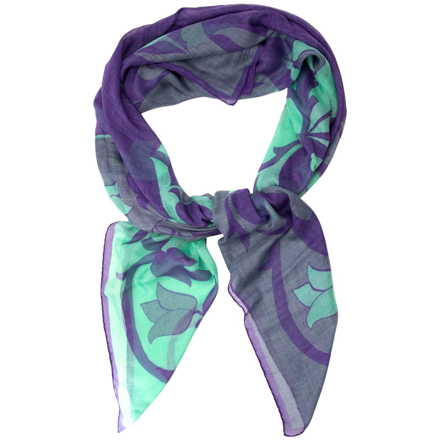 Versace Green and Purple floral scarf