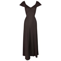 1990's Dolce & Gabbana Brown Princess Fit Flare Long Gown Dress