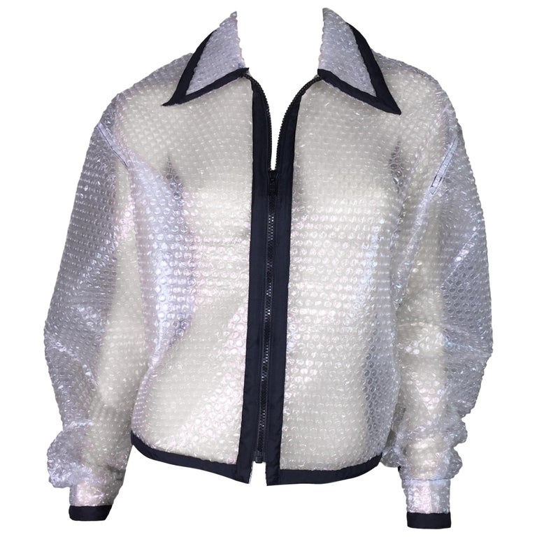 1990's D&G by Dolce and Gabbana Clear Plastic Bubble Wrap Jacket at 1stDibs  | bubble wrap coat, clear bubble jacket, clear plastic jacket
