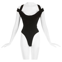 Vintage Azzedine Alaia black knitted off the shoulder bodysuit, ss 1991