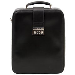 Pineider Power Elegance Black Leather Laptop Briefcase