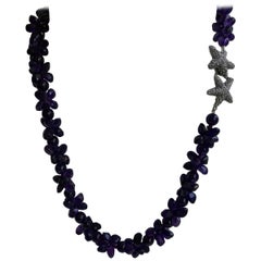 Amethyst Exclusive Oxidized Silver Starfish Clasp Gemstome Necklace