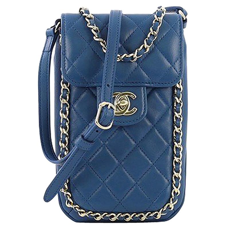 Chanel Chain Around Phone Holder Crossbody Bag Quilted Lambskin at 1stDibs